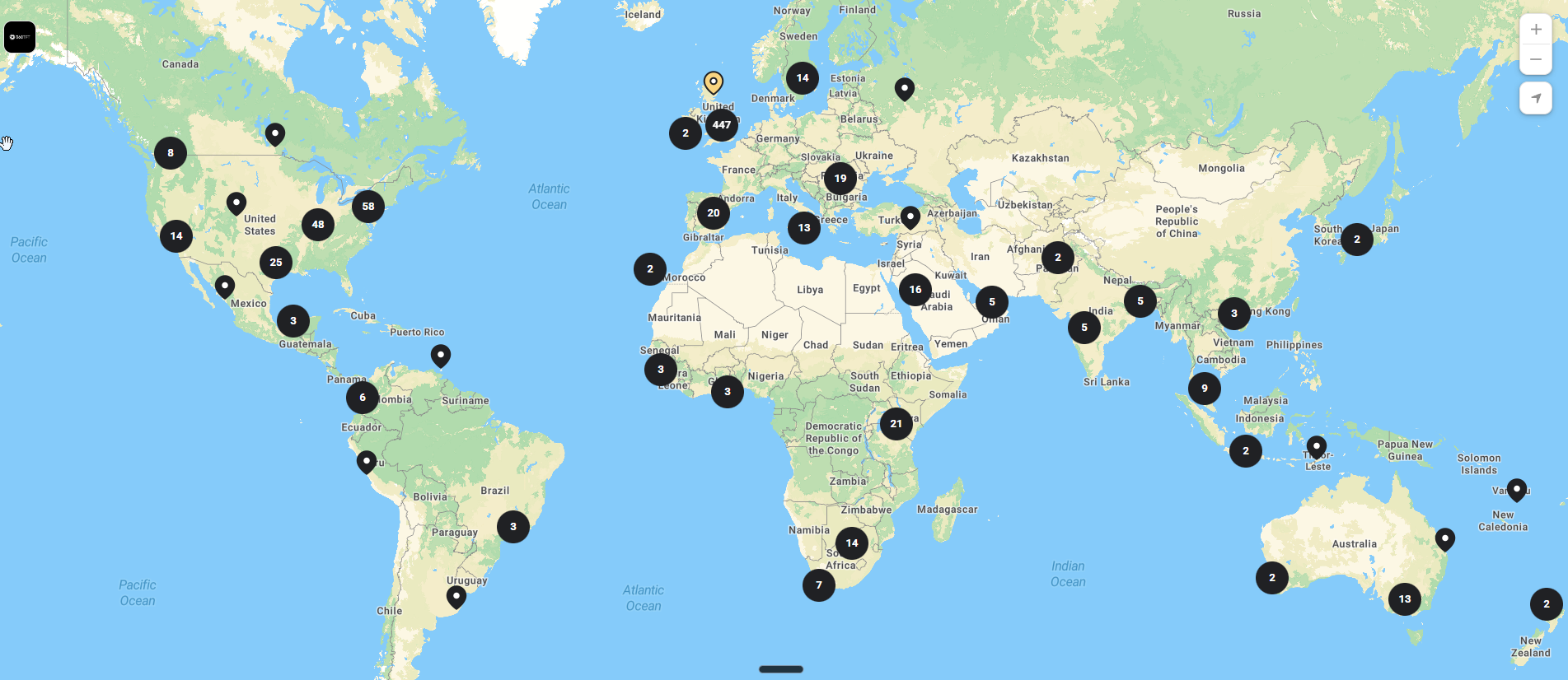 International Football Coaches Map