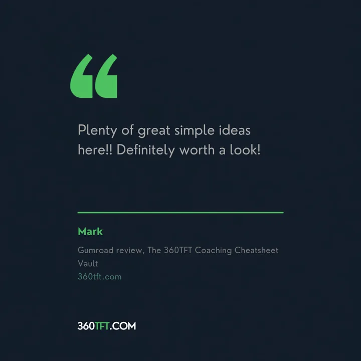 Mark, Gumroad review of the Coaching Cheatsheet Vault: Plenty of great simple ideas here. Definitely worth a look.