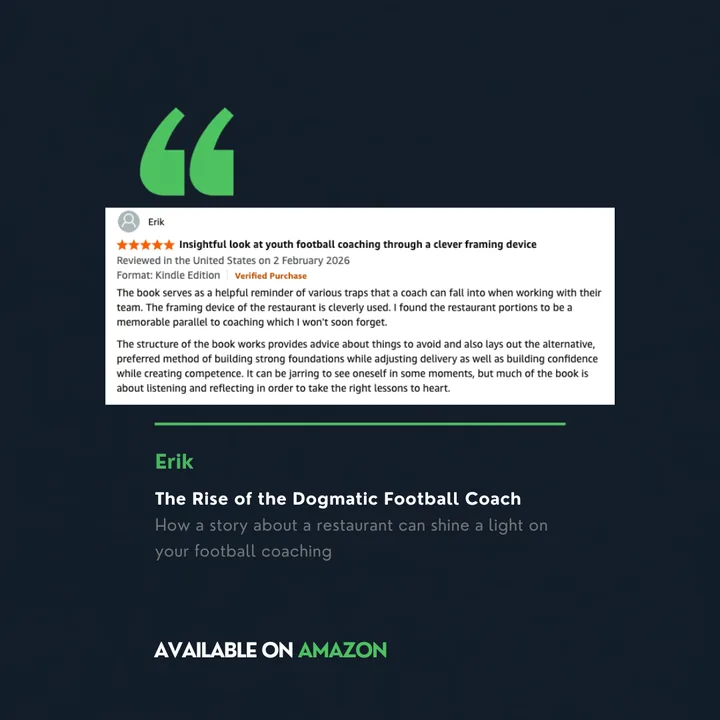 Erik, Amazon review of The Rise of the Dogmatic Football Coach