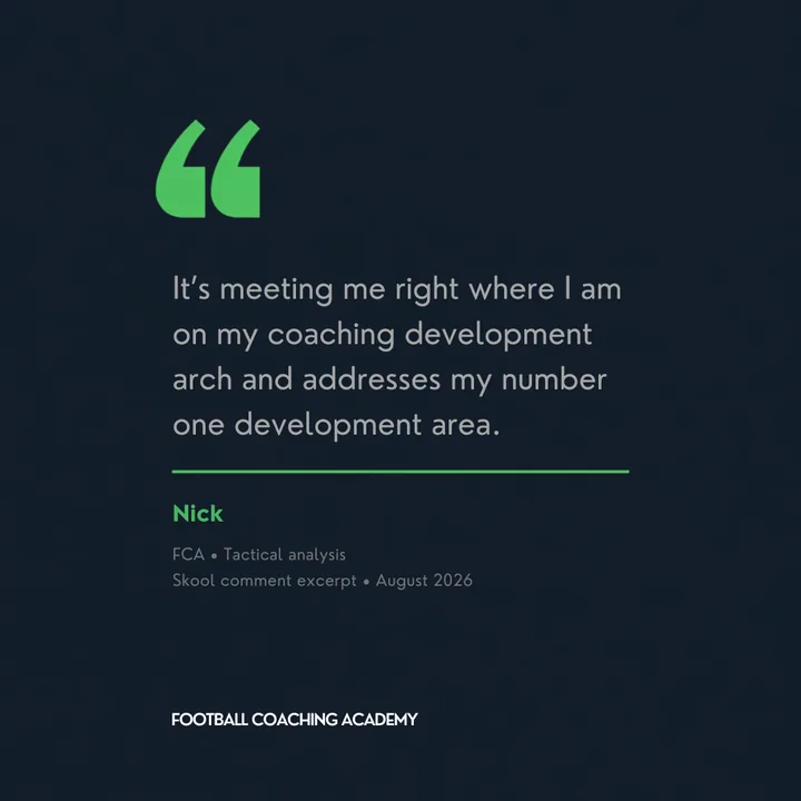 Nick, on the tactical analysis thread: It is meeting me right where I am on my coaching development arch and addresses my number one development area.