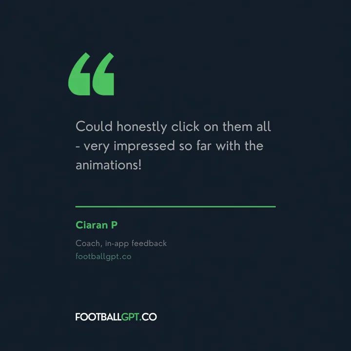 Ciaran P, coach: Could honestly click on them all, very impressed so far with the animations.